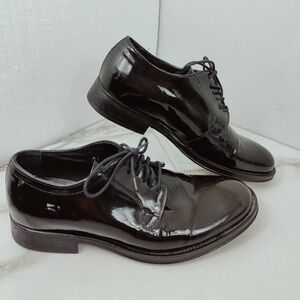 Aldo Men's Black Patent Leather Lace Up Plain Toe Oxford Dress Shoes, 8.5-9